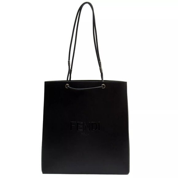 Auth FENDI Medium Shopping Bag Handbag black leather - Picture 1 of 14